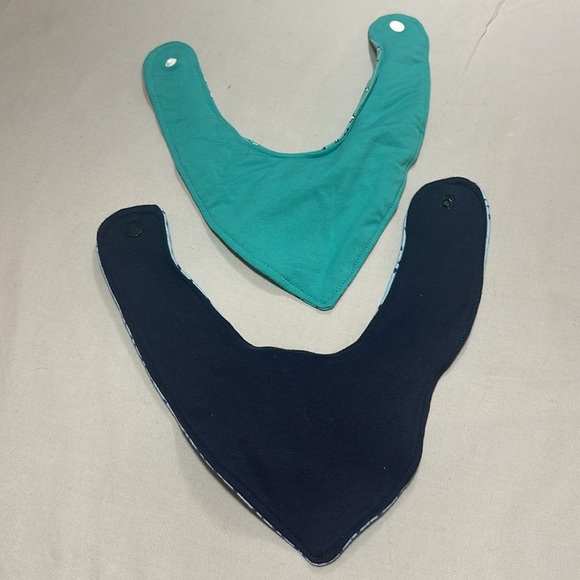 Set of Two Baby Bandana Bibs - Teal and Blue - Picture 3 of 3